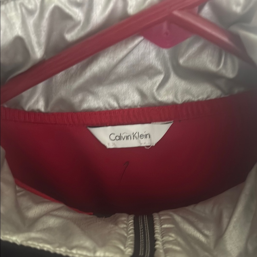 Calvin Klein Metallic Silver and Red Jacket